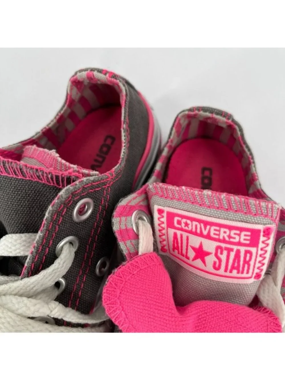 Kid's Converse Chuck Taylor All Star Double-Tongue Sneakers Pink Grey Size 10.5